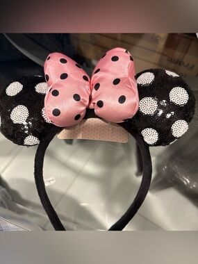 Primark Pink and Black Polka Dot Minnie Bow Headband